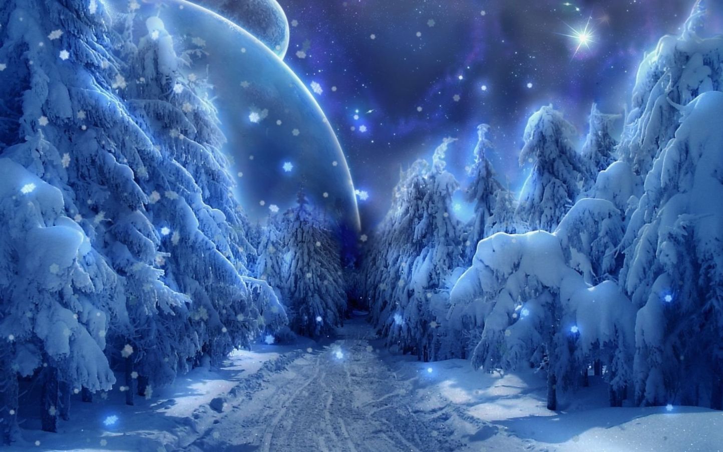 Сказочный зимний фон для фотошопа