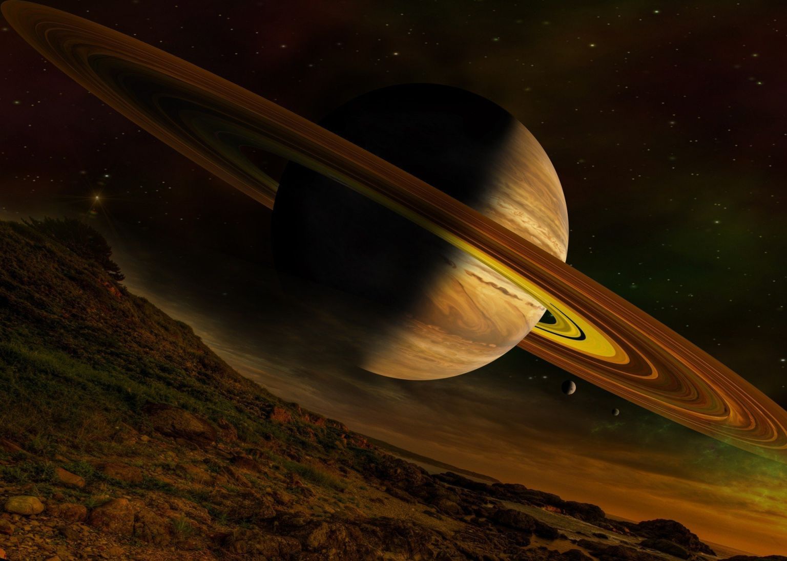 Сатурн на фоне солнца