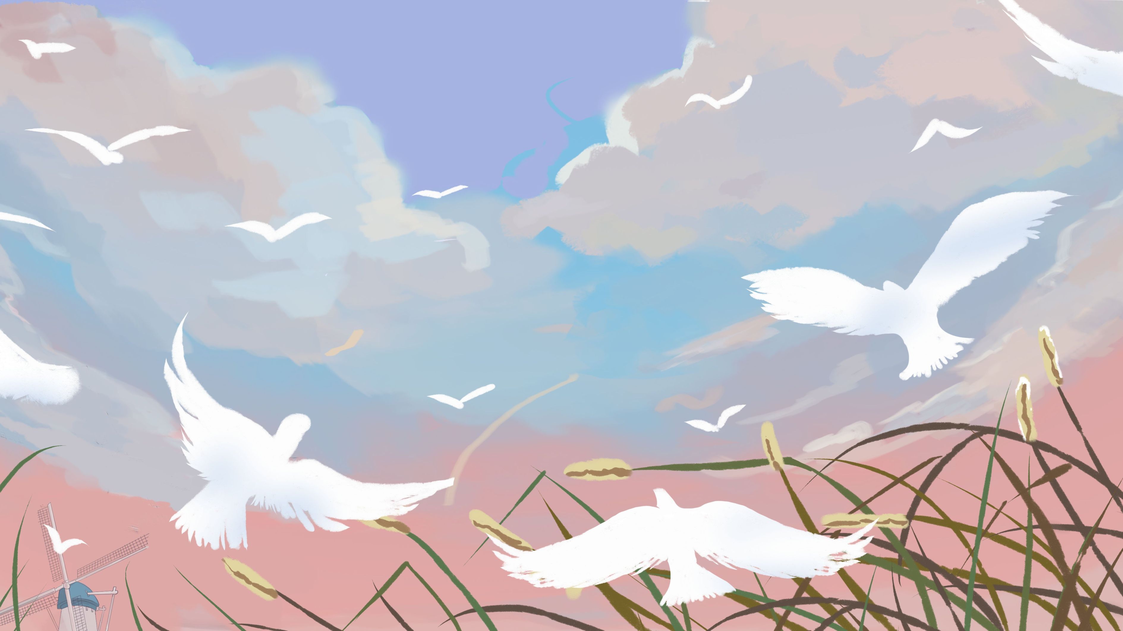 Птицы в небе мультяшные