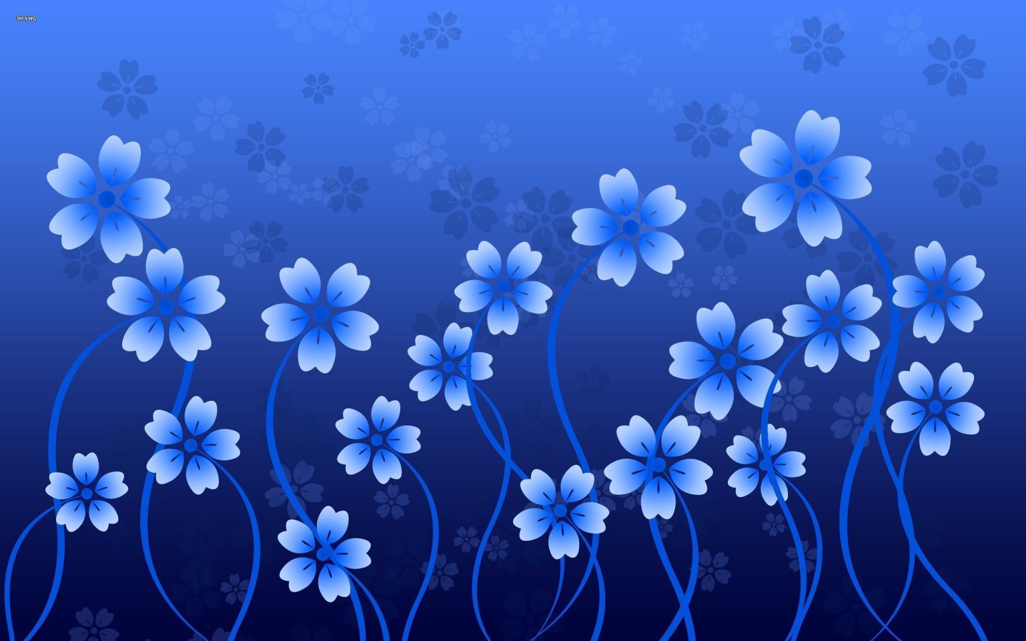 Красивые цветы на синем фоне